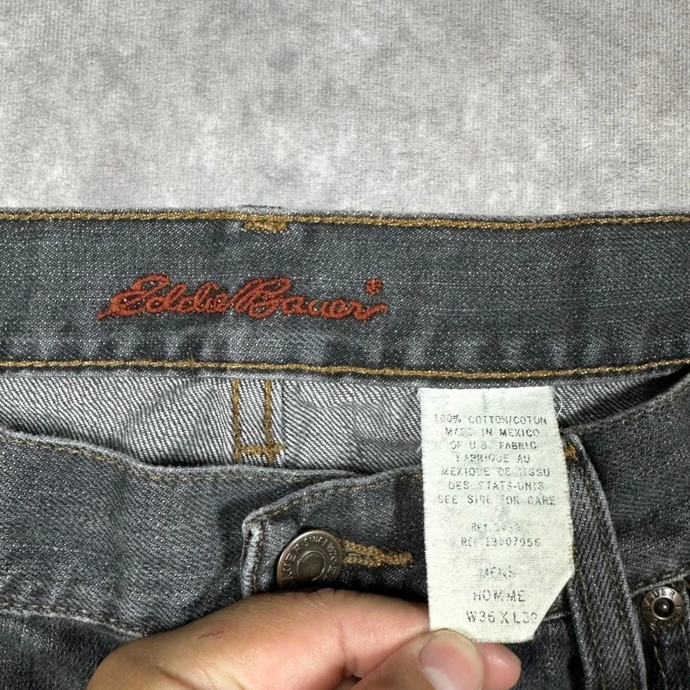 Vintage 90s Eddie Bauer Mens Faded Black Straight Leg Denim Jeans 32x32 Cotton